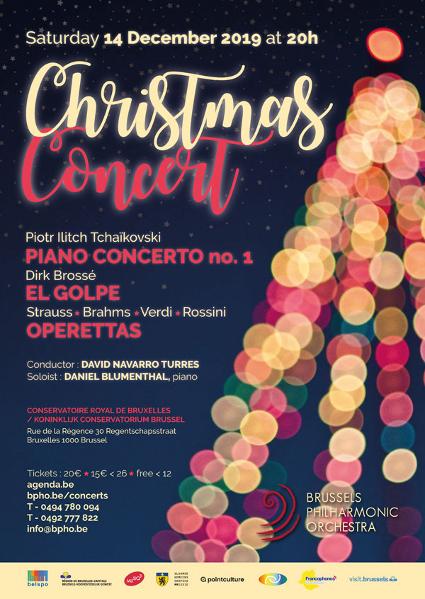 Affiche. Conservatoire Royal. Christmas Concert avec Daniel Blumenthal. 2019-12-14